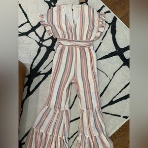 Striped flared pant romper